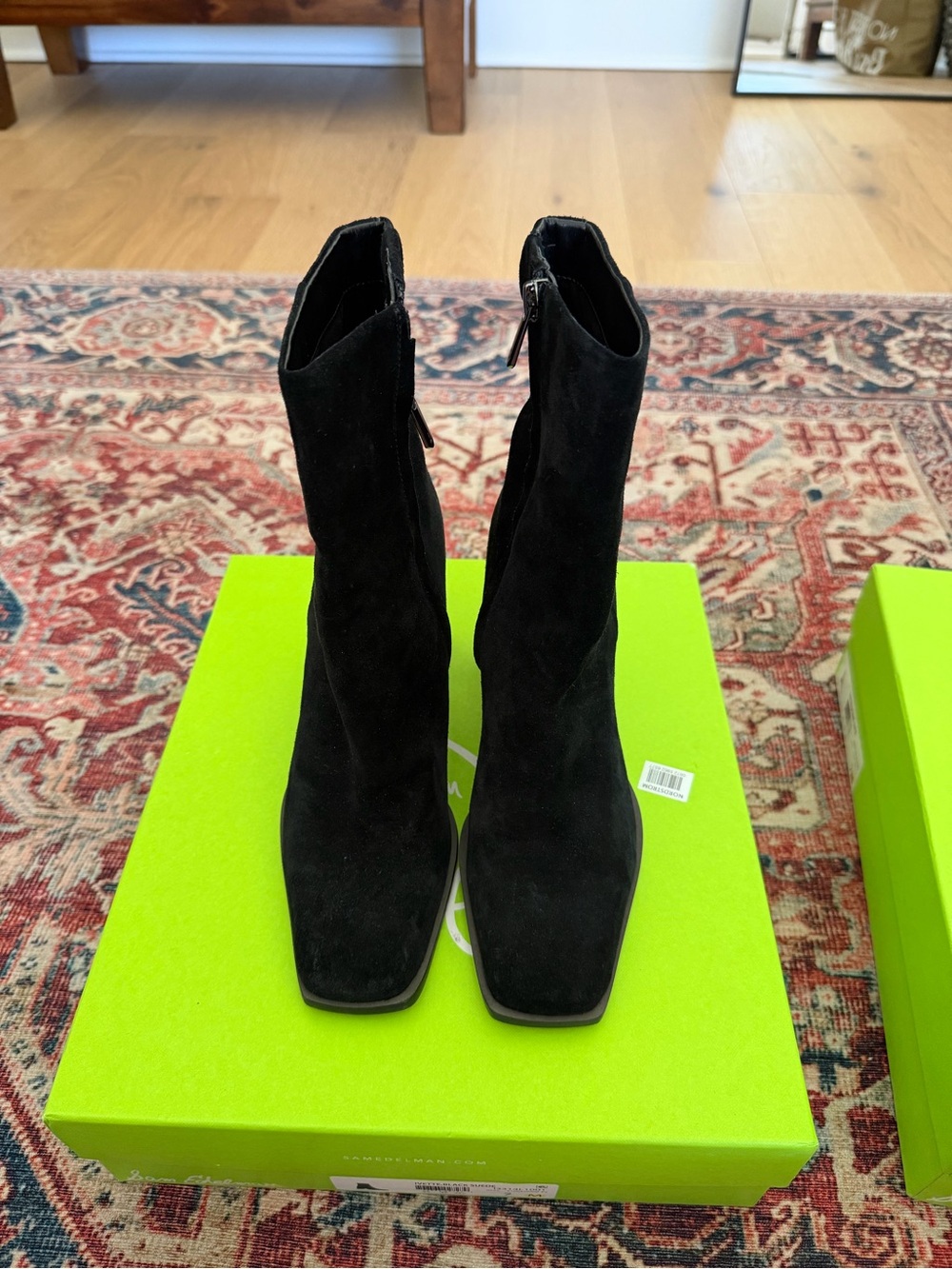 Sam Edelman Ivette Black Suede Block Heel Ankle Boots